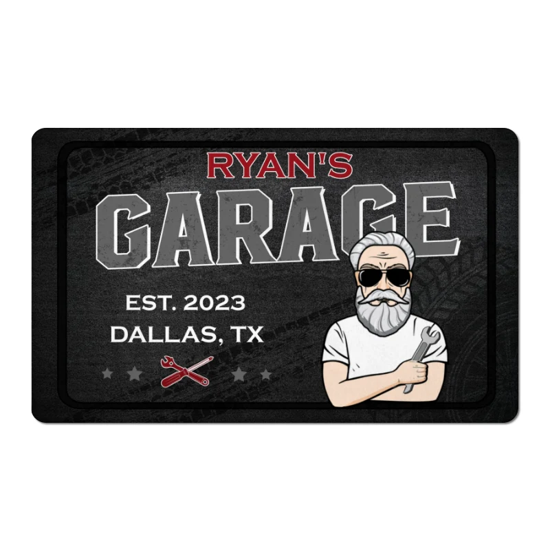 His Garage Old Man Young Man Personalized Garage Doormat - Image 4