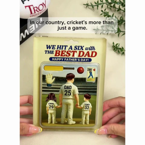 Hit A Six With The Best Dad Cricket Dad - Personalized Acrylic Block Plaque - Gift - Image 2