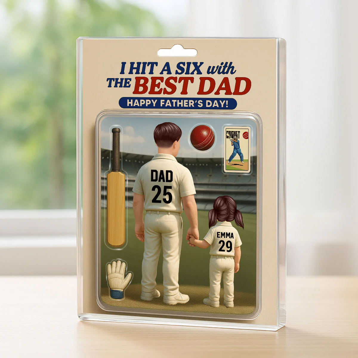 Hit A Six With The Best Dad Cricket Dad - Personalized Acrylic Block Plaque - Gift - Image 4