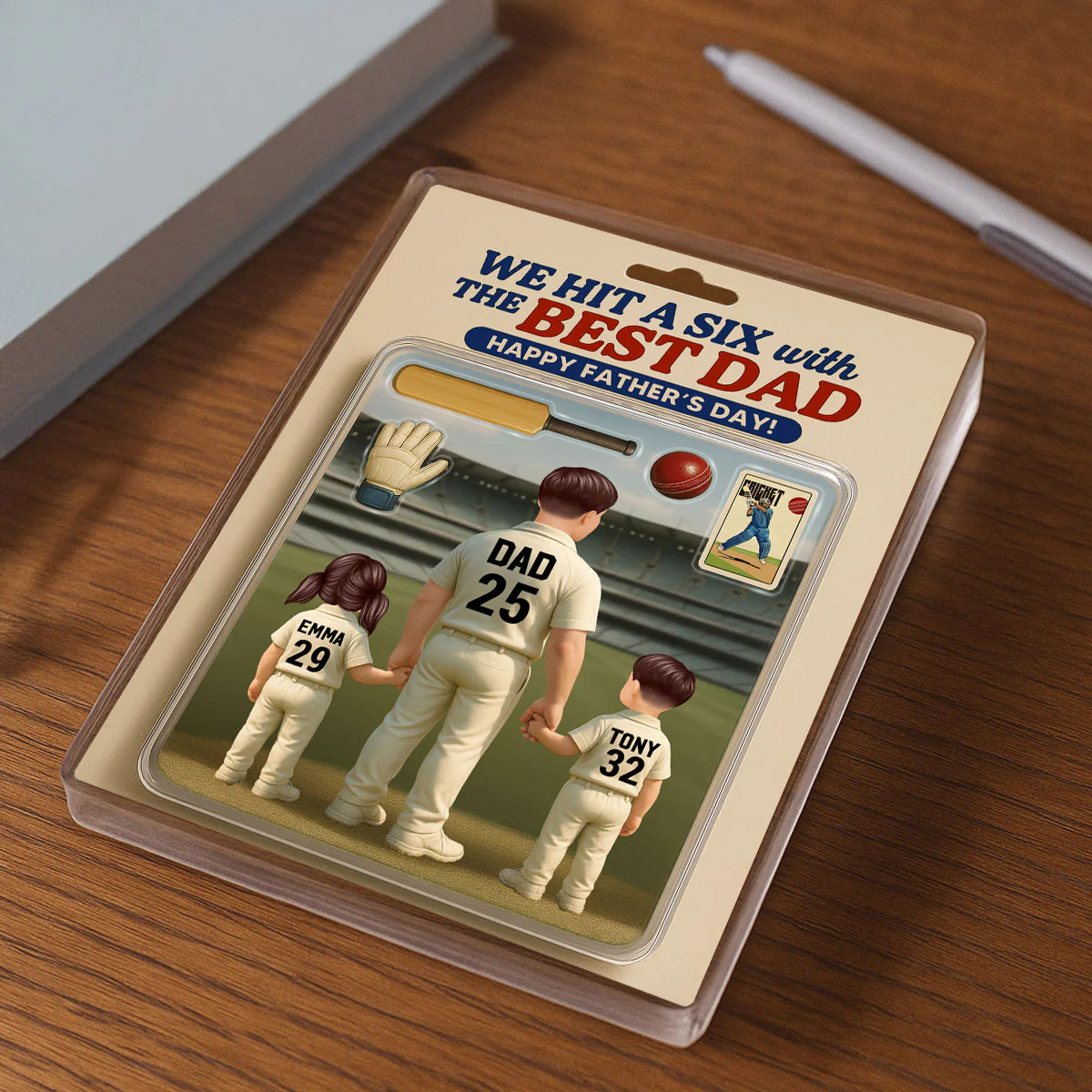Hit A Six With The Best Dad Cricket Dad - Personalized Acrylic Block Plaque - Gift - Image 5