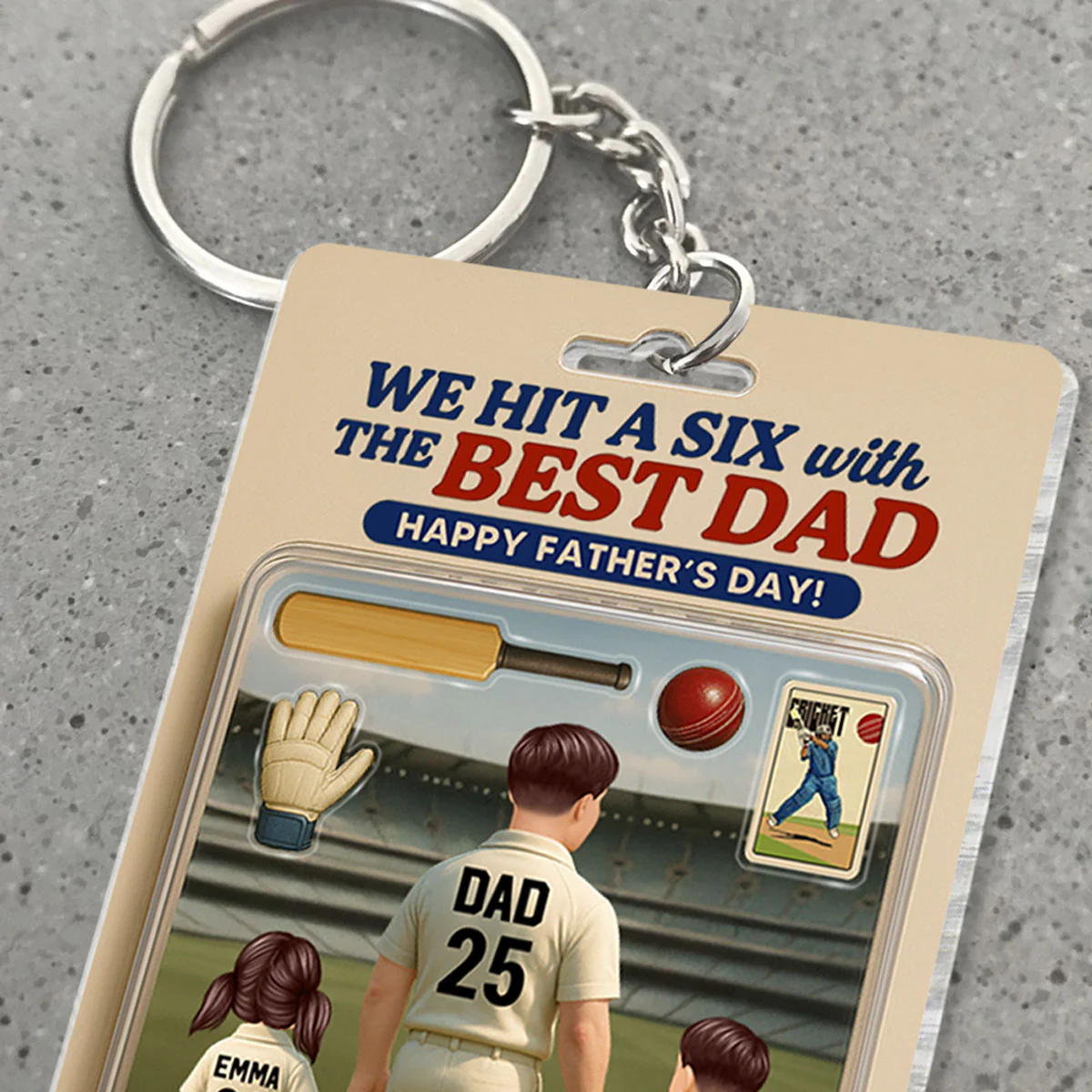 Hit A Six With The Best Dad Cricket Dad Personalized Acrylic Keychain, Father's Day Gift For Husband, Dad - Image 7