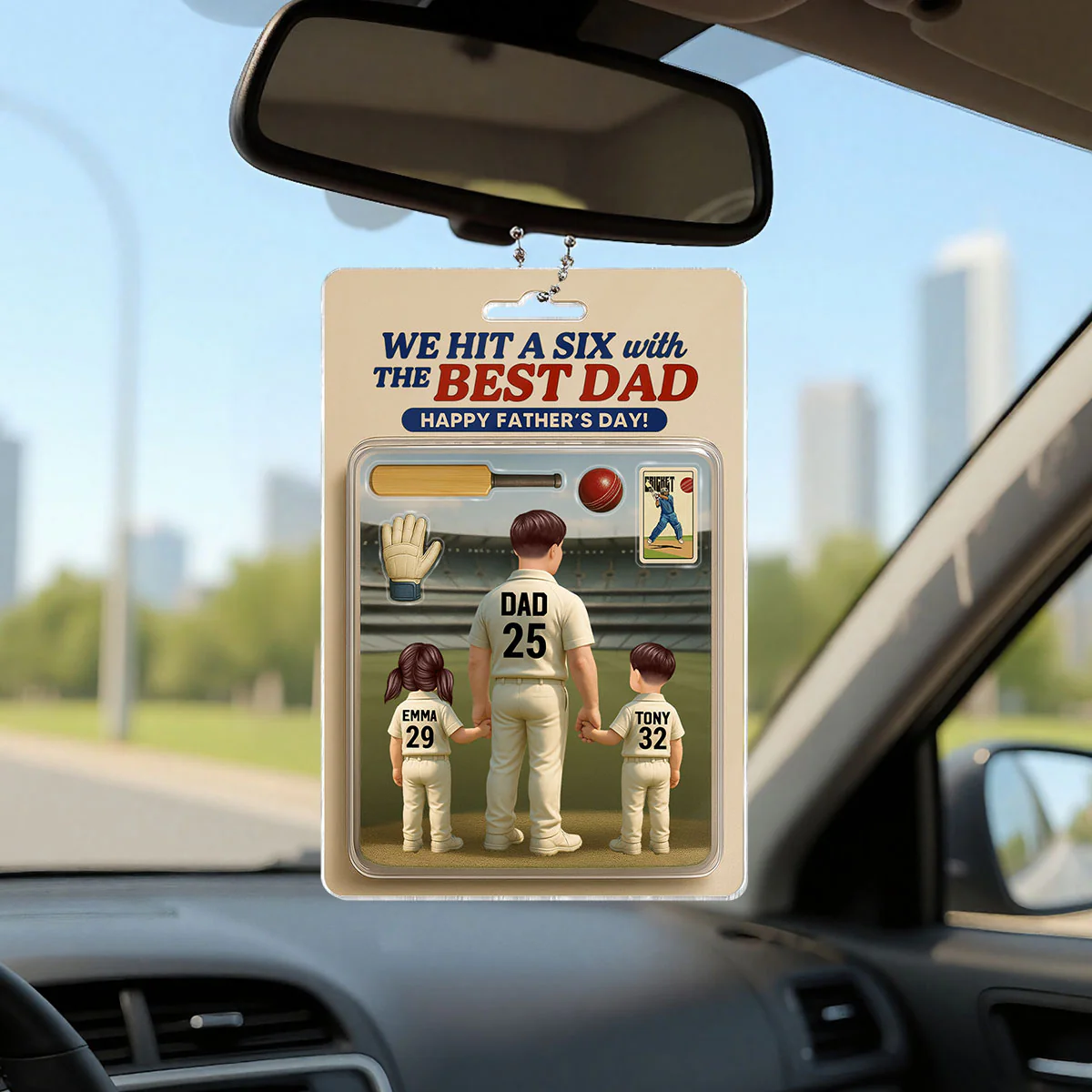 Hit A Six With The Best Dad Cricket Dad Personalized Car Hanger Acrylic Ornament, Father's Day Gift For Husband, Dad - Image 12