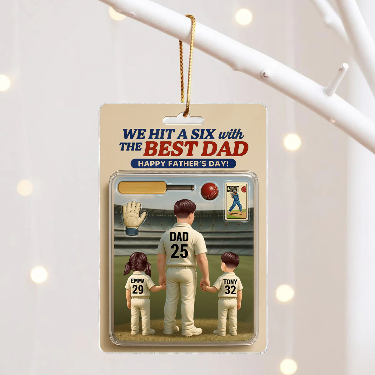 Hit A Six With The Best Dad Cricket Dad Personalized Car Hanger Acrylic Ornament, Father's Day Gift For Husband, Dad - Image 6