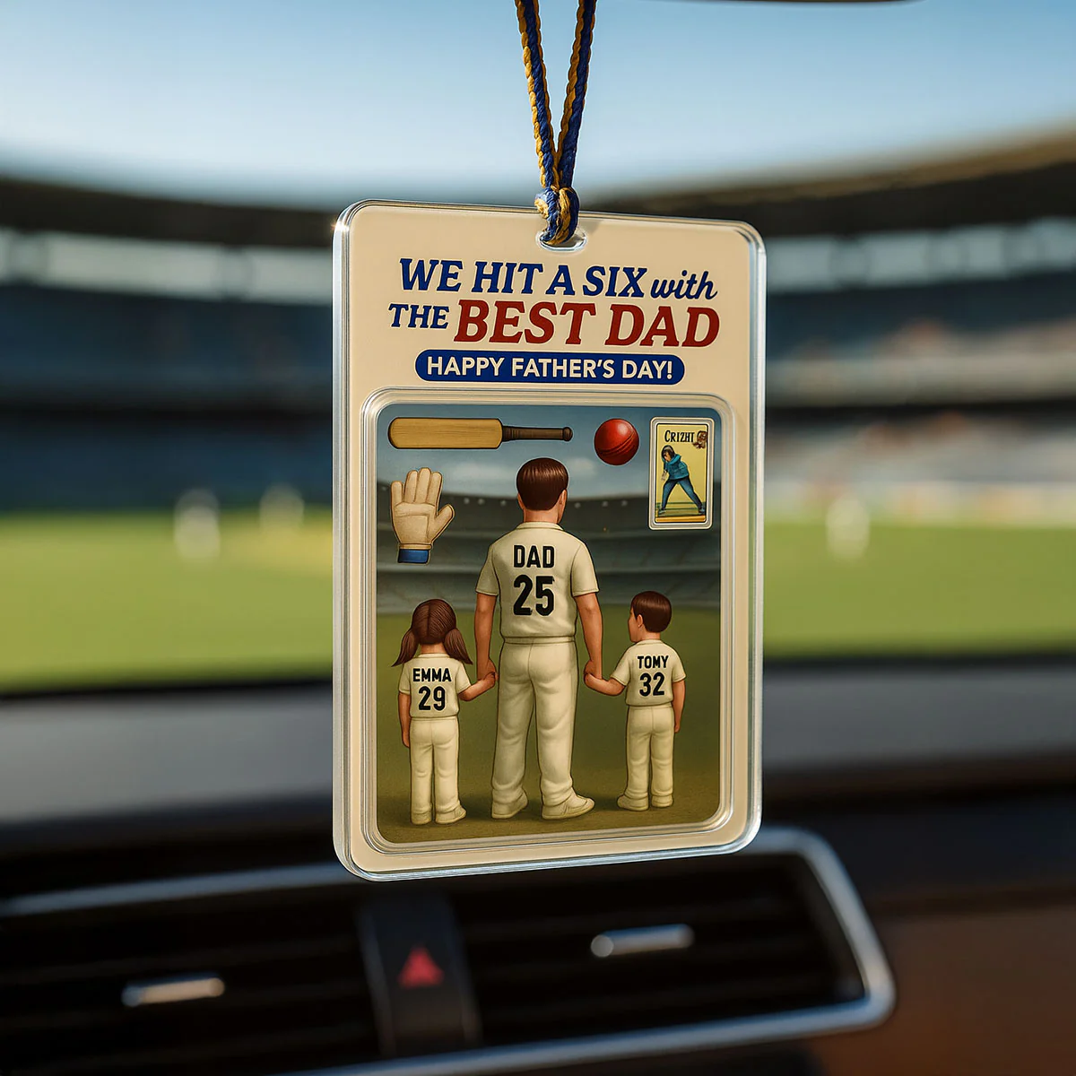 Hit A Six With The Best Dad Cricket Dad Personalized Car Hanger Acrylic Ornament, Father's Day Gift For Husband, Dad - Image 8