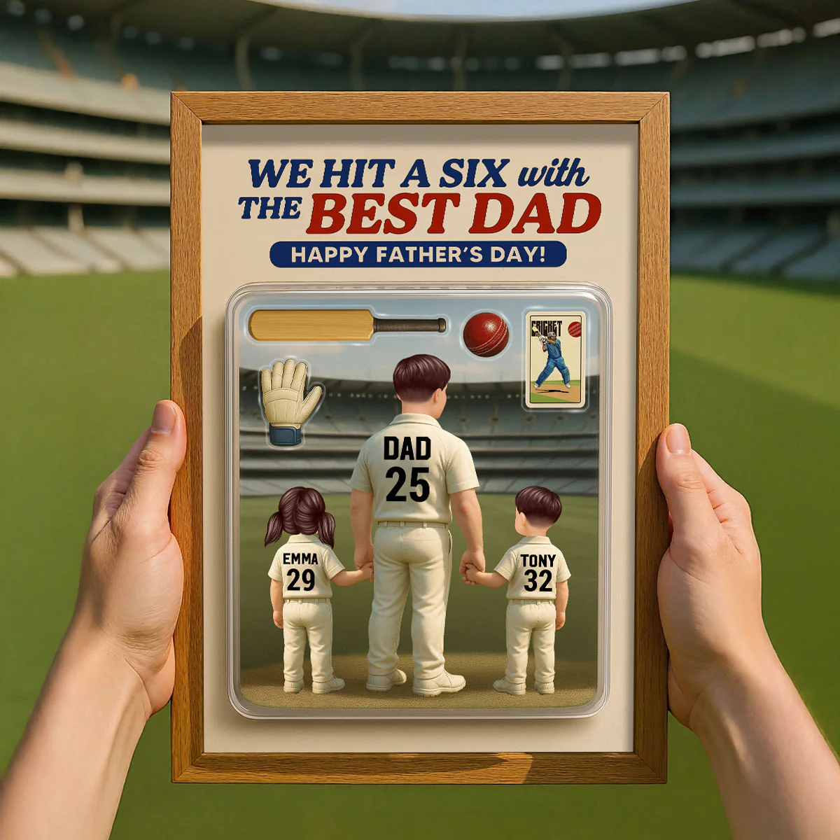 Hit A Six With The Best Dad Cricket Dad Personalized Poster, Father's Day Gift For Husband, Dad - Image 2