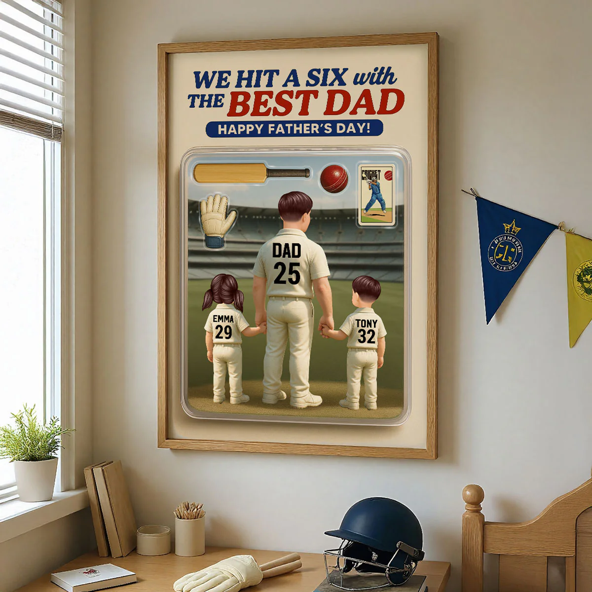 Hit A Six With The Best Dad Cricket Dad Personalized Poster, Father's Day Gift For Husband, Dad - Image 3