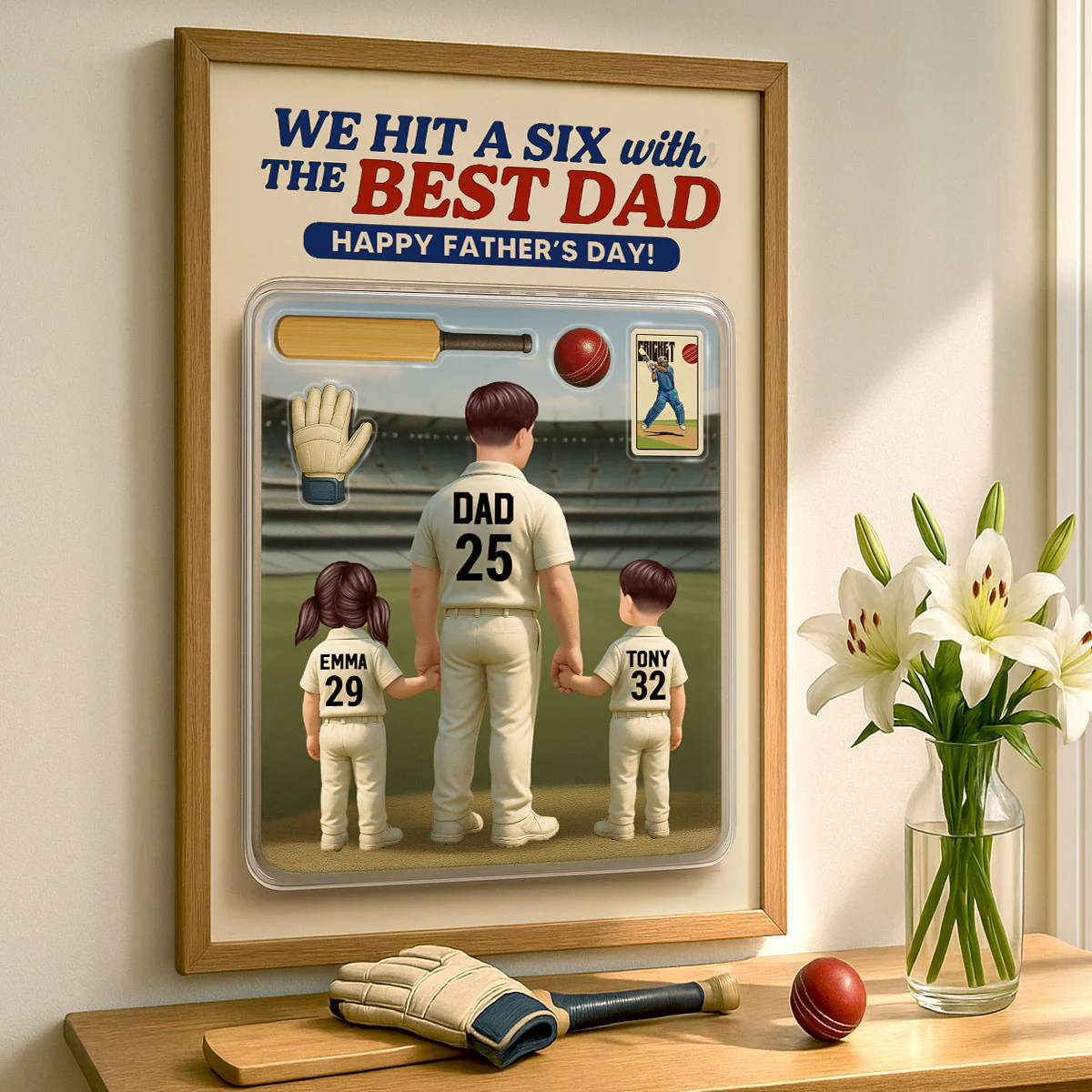 Hit A Six With The Best Dad Cricket Dad Personalized Poster, Father's Day Gift For Husband, Dad - Image 4