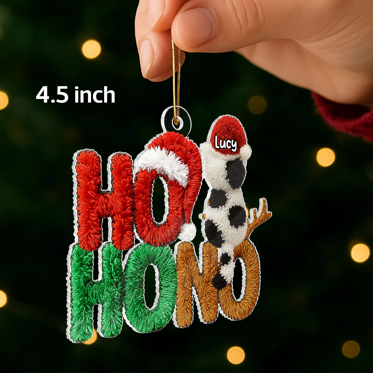 Ho Ho No Funny Cat Latch Hook Yarn Faux - Personalized Acrylic Ornament - Christmas Gift for Cat Moms, Cat Dads - Image 2