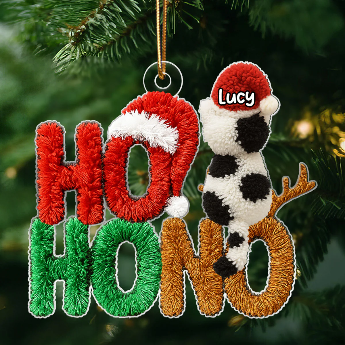 Ho Ho No Funny Cat Latch Hook Yarn Faux - Personalized Acrylic Ornament - Christmas Gift for Cat Moms, Cat Dads - Image 7