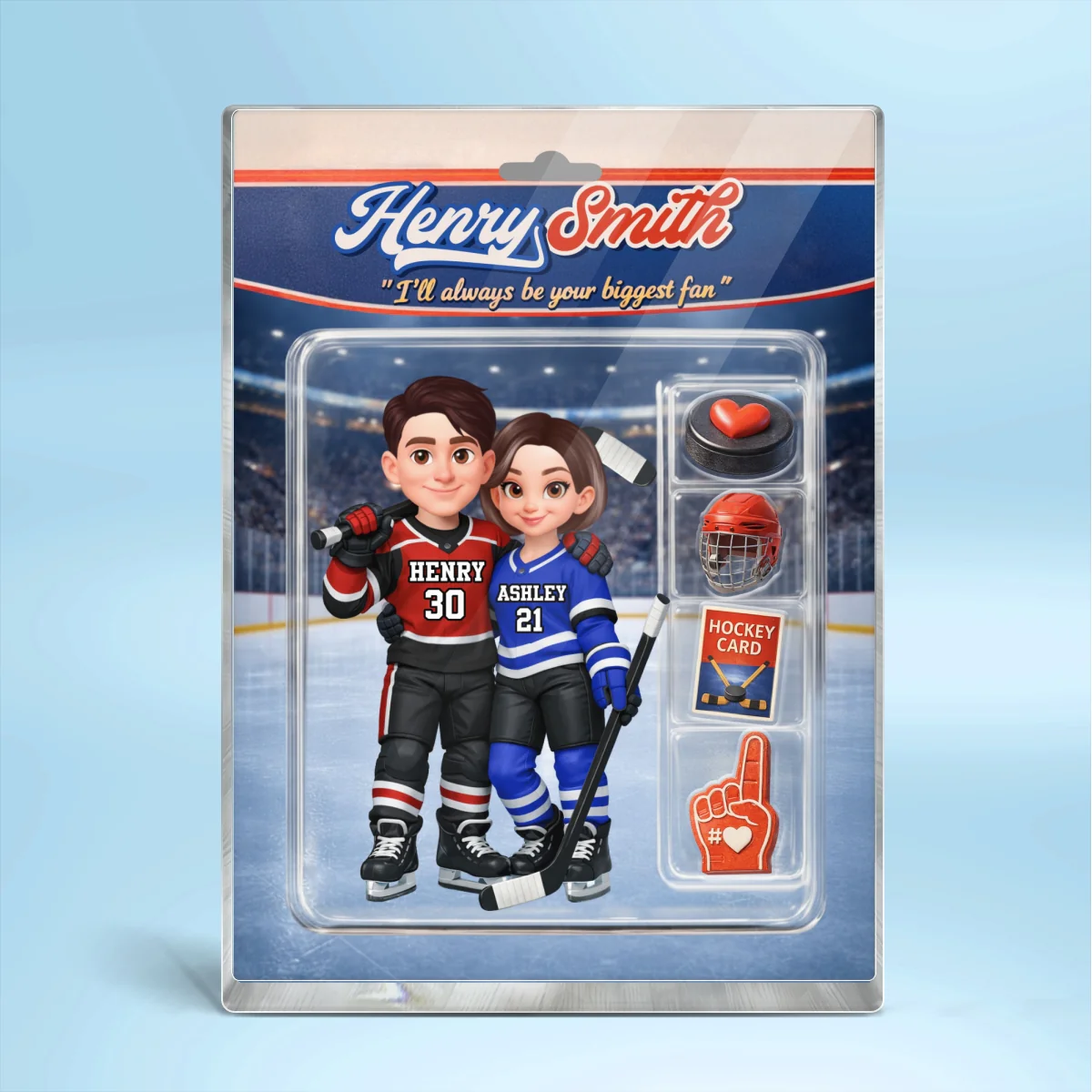 Hockey Couple I'll Always Be Your Biggest Fan Custom Action Figure - Personalized Acrylic Block Plaque - Sentimental Gift for Him - Image 9