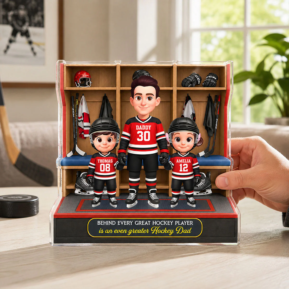 Hockey Dad And Kids Locker Room - Personalized Acrylic Block Plaque -  Gift For Dad, Husband - Image 2