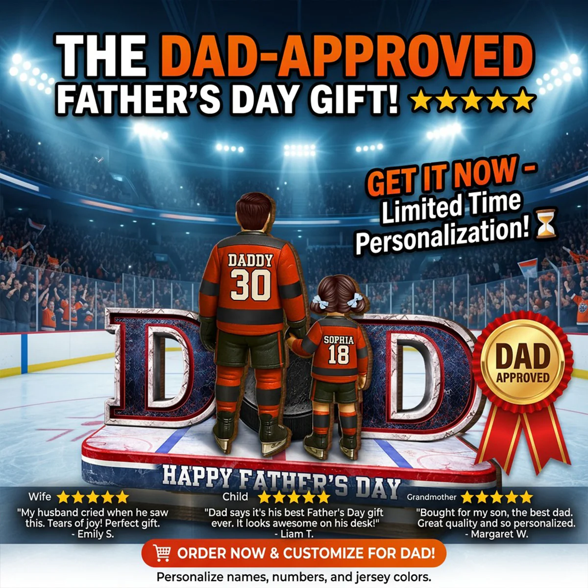 Hockey Dad And Kids Together - Personalized 2-Layered Wooden Plaque - Heartfelt Gift For Hockey Dad, Gift For Husband - Image 10