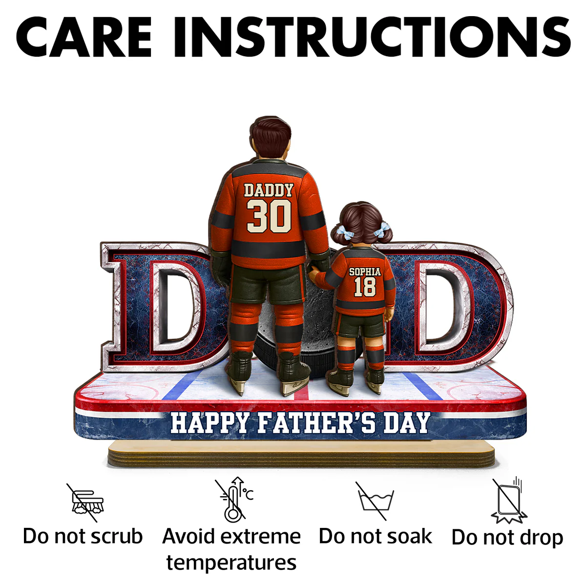 Hockey Dad And Kids Together - Personalized 2-Layered Wooden Plaque - Heartfelt Gift For Hockey Dad, Gift For Husband - Image 12