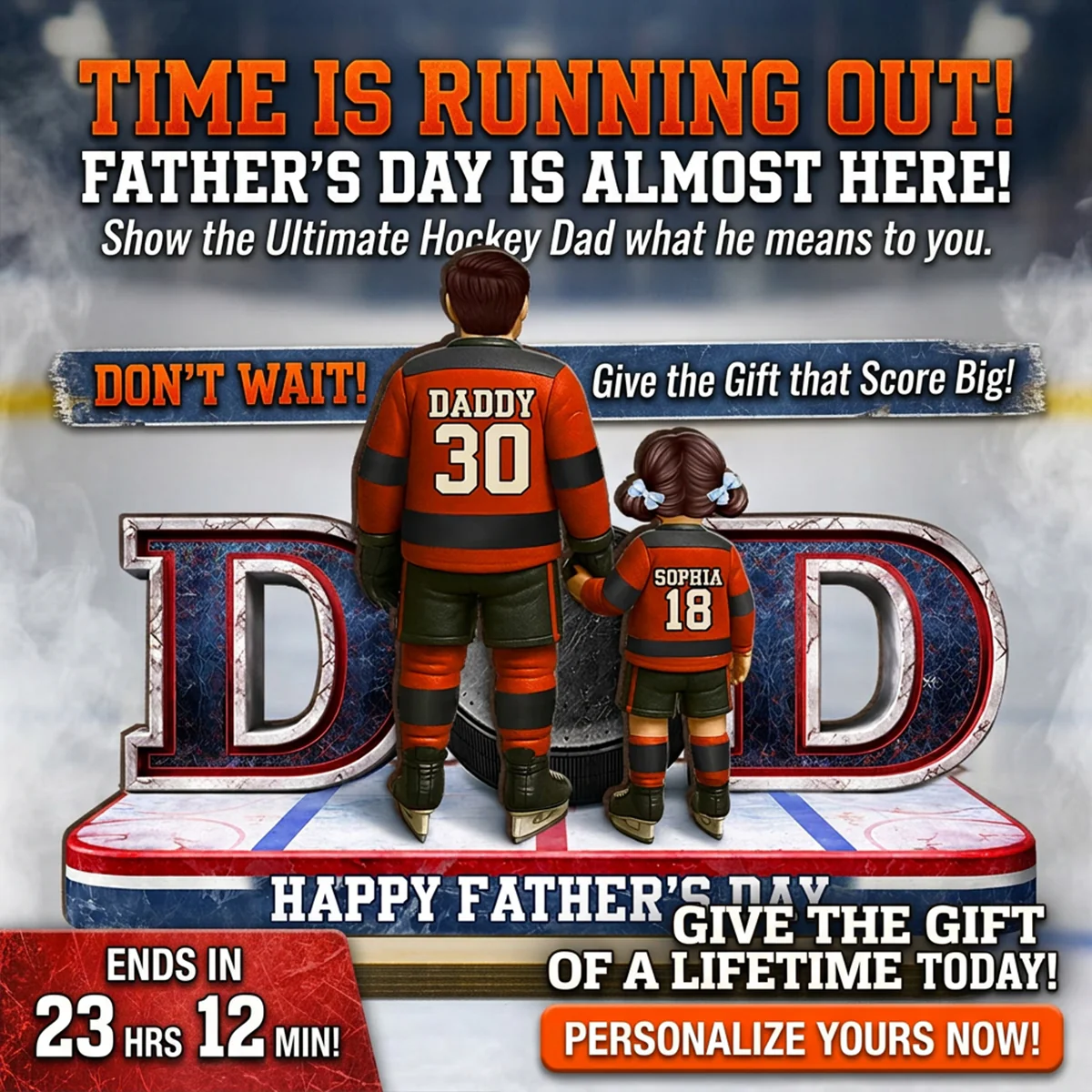 Hockey Dad And Kids Together - Personalized 2-Layered Wooden Plaque - Heartfelt Gift For Hockey Dad, Gift For Husband - Image 9