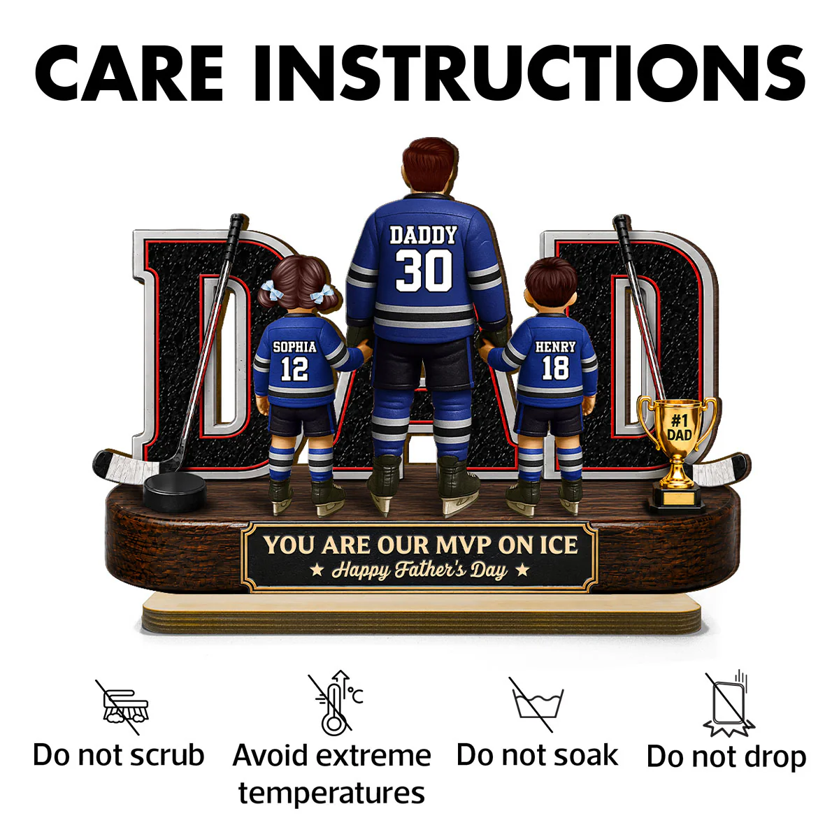 Hockey Dad Legend You Are Our MVP On Ice - Personalized 2-Layered Wooden Plaque - Gift For Dad, Husband - Image 8