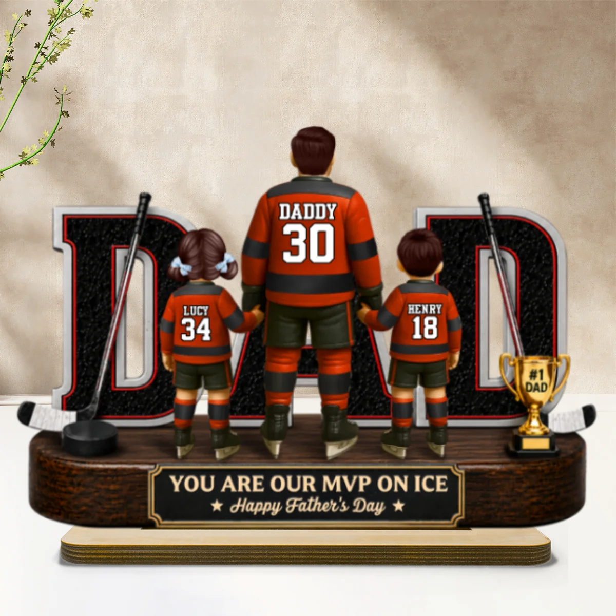 Hockey Dad Legend You Are Our MVP On Ice - Personalized 2-Layered Wooden Plaque - Gift For Dad, Husband - Image 9