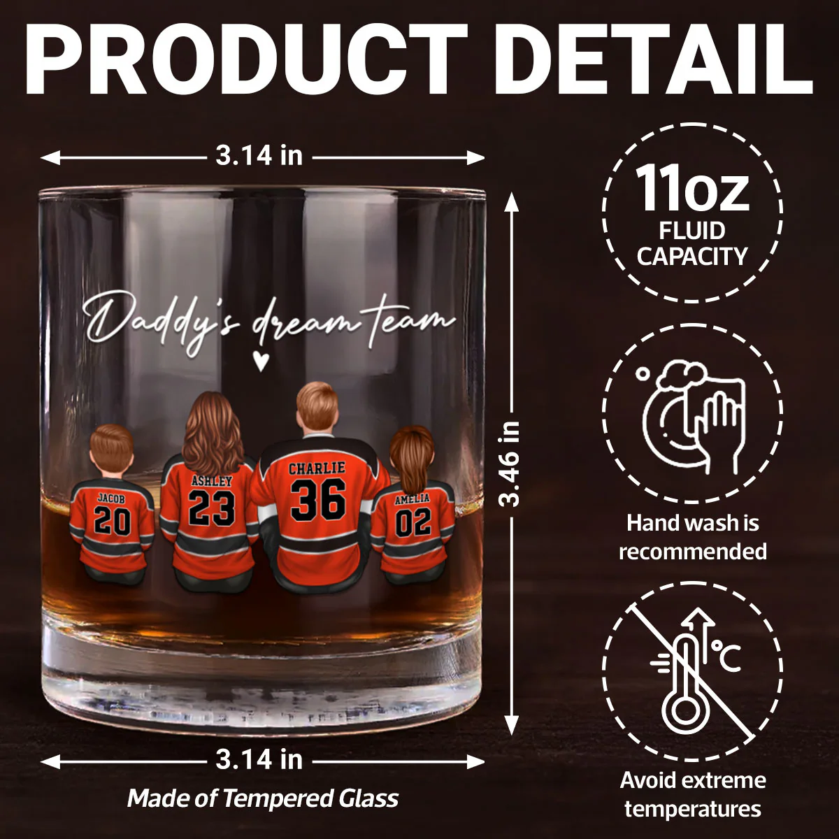 Hockey Daddy's Dream Team Personalized Wine Glass, Father's Day Gift for Hockey Dads - Image 10
