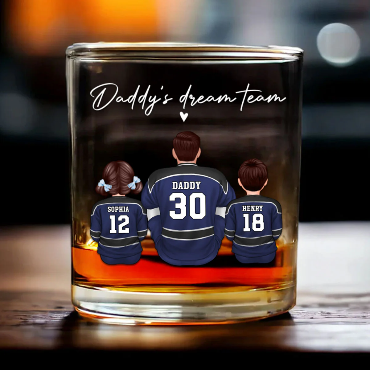 Hockey Daddy's Dream Team Personalized Wine Glass, Father's Day Gift for Hockey Dads - Image 2