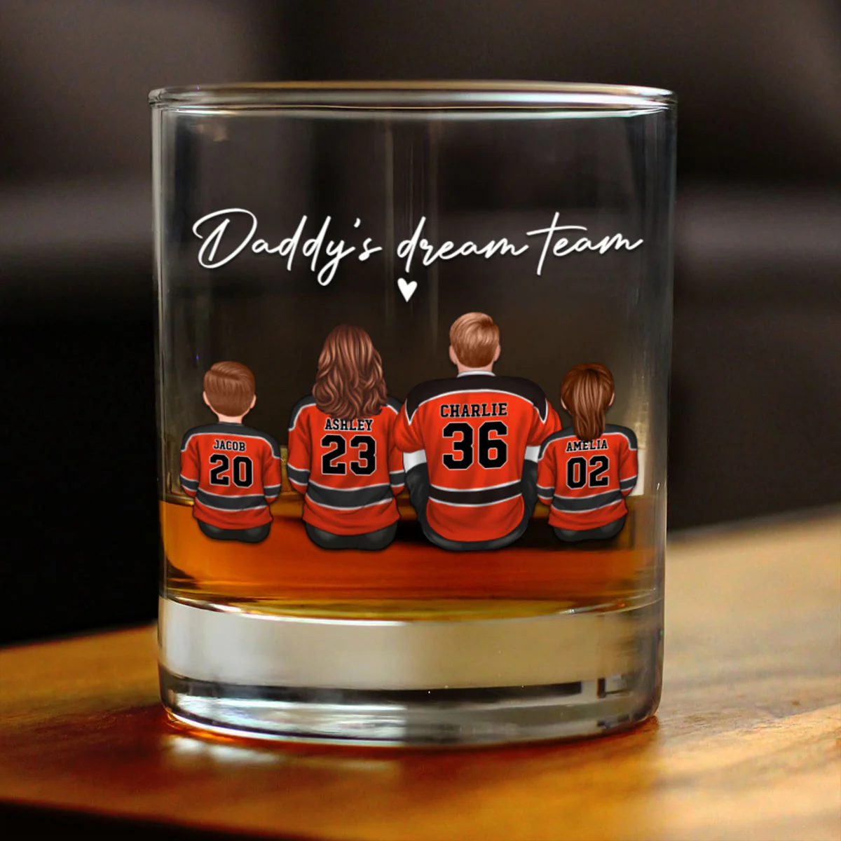 Hockey Daddy's Dream Team Personalized Wine Glass, Father's Day Gift for Hockey Dads - Image 3