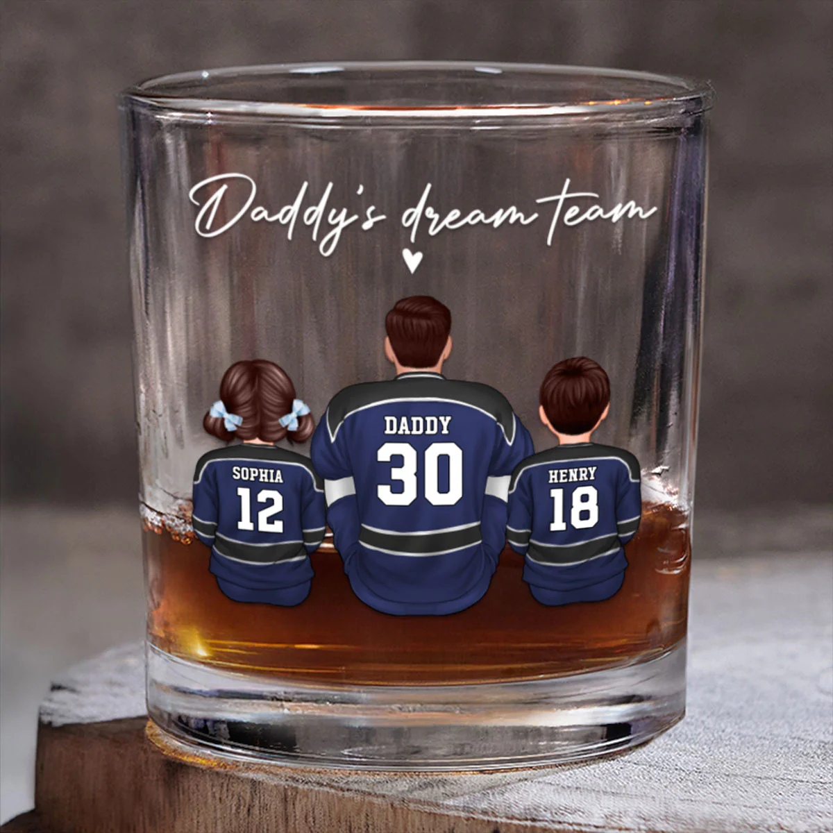 Hockey Daddy's Dream Team Personalized Wine Glass, Father's Day Gift for Hockey Dads - Image 4