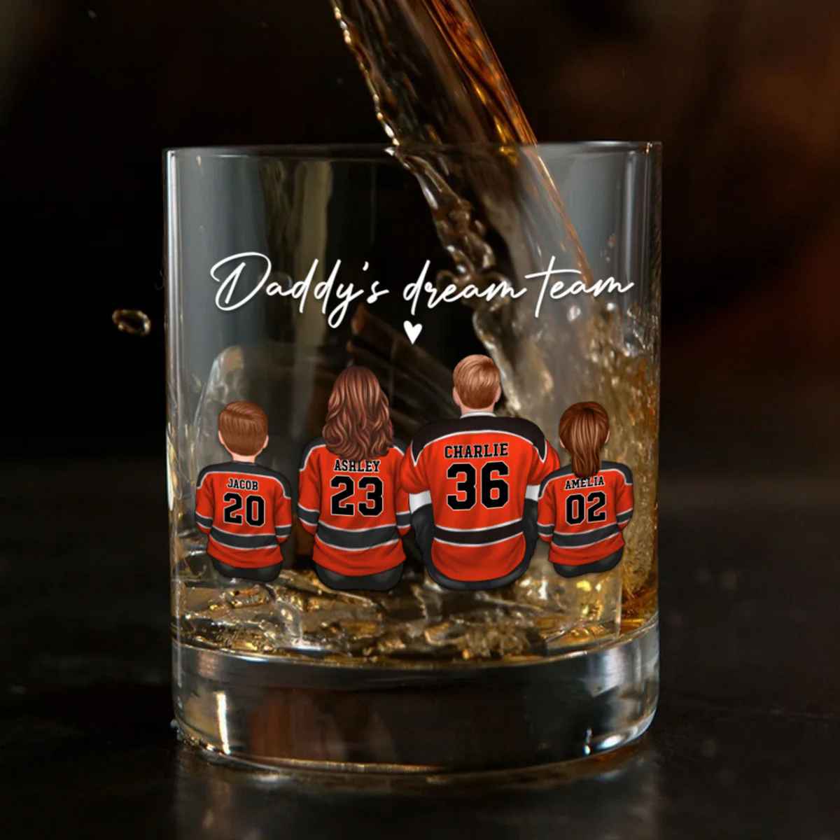 Hockey Daddy's Dream Team Personalized Wine Glass, Father's Day Gift for Hockey Dads - Image 9
