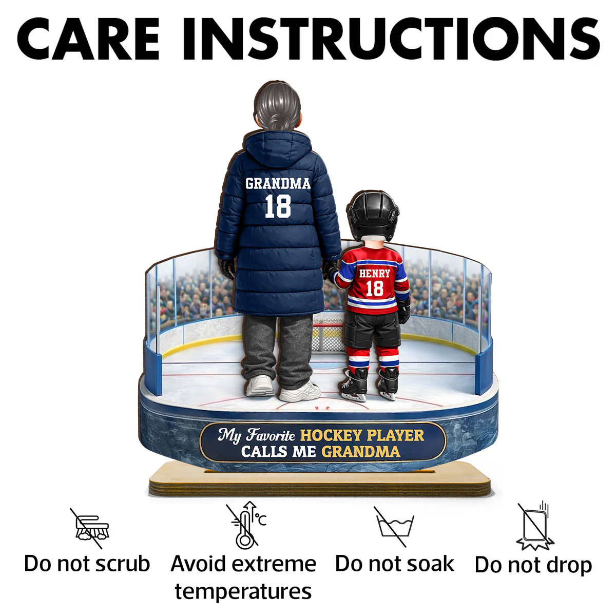 Hockey Grandma And Grandkids On The Ice - Personalized 2-Layered Wooden Plaque - Heartfelt Gift For Grandma - Image 8