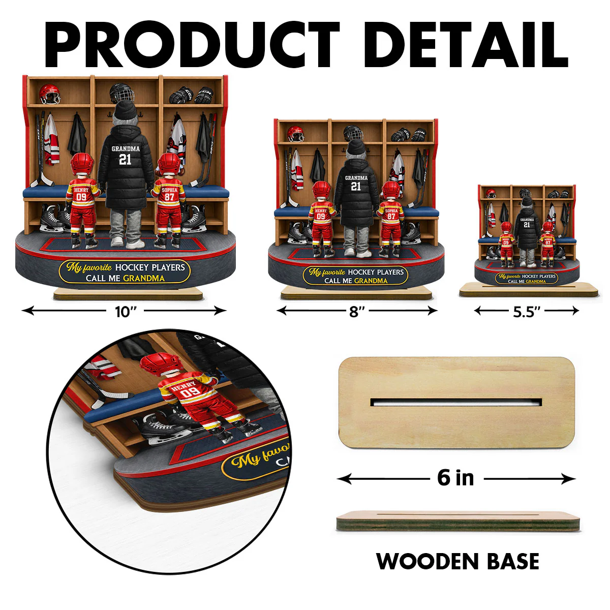 Hockey Grandma And Kids Locker Room - Personalized 2-Layered Wooden Plaque - Heartfelt Gift For Grandma - Image 8