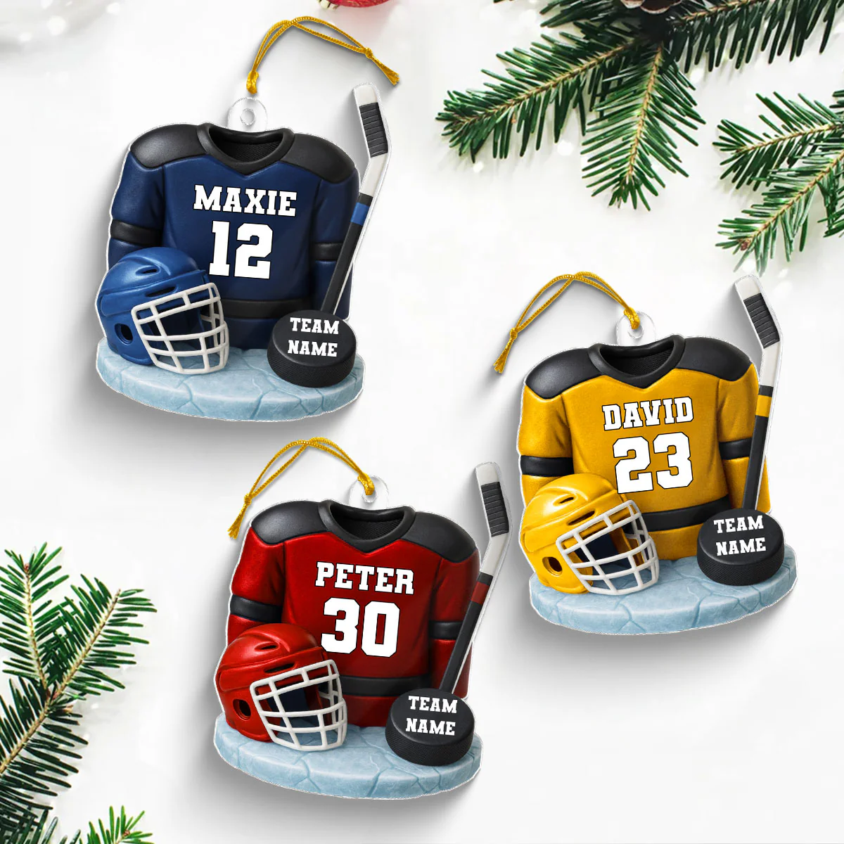 Hockey Kit 3D Effect - Personalized Acrylic Ornament - Christmas Gift For Son, Grandson, Boyfriend - Image 4