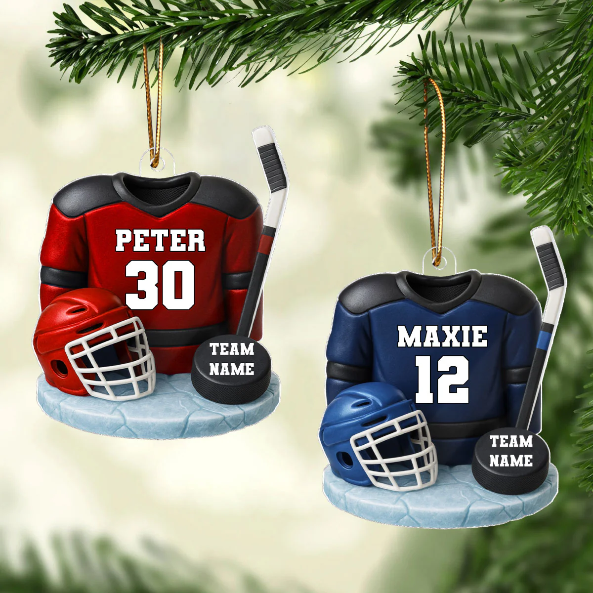 Hockey Kit 3D Effect - Personalized Acrylic Ornament - Christmas Gift For Son, Grandson, Boyfriend - Image 5
