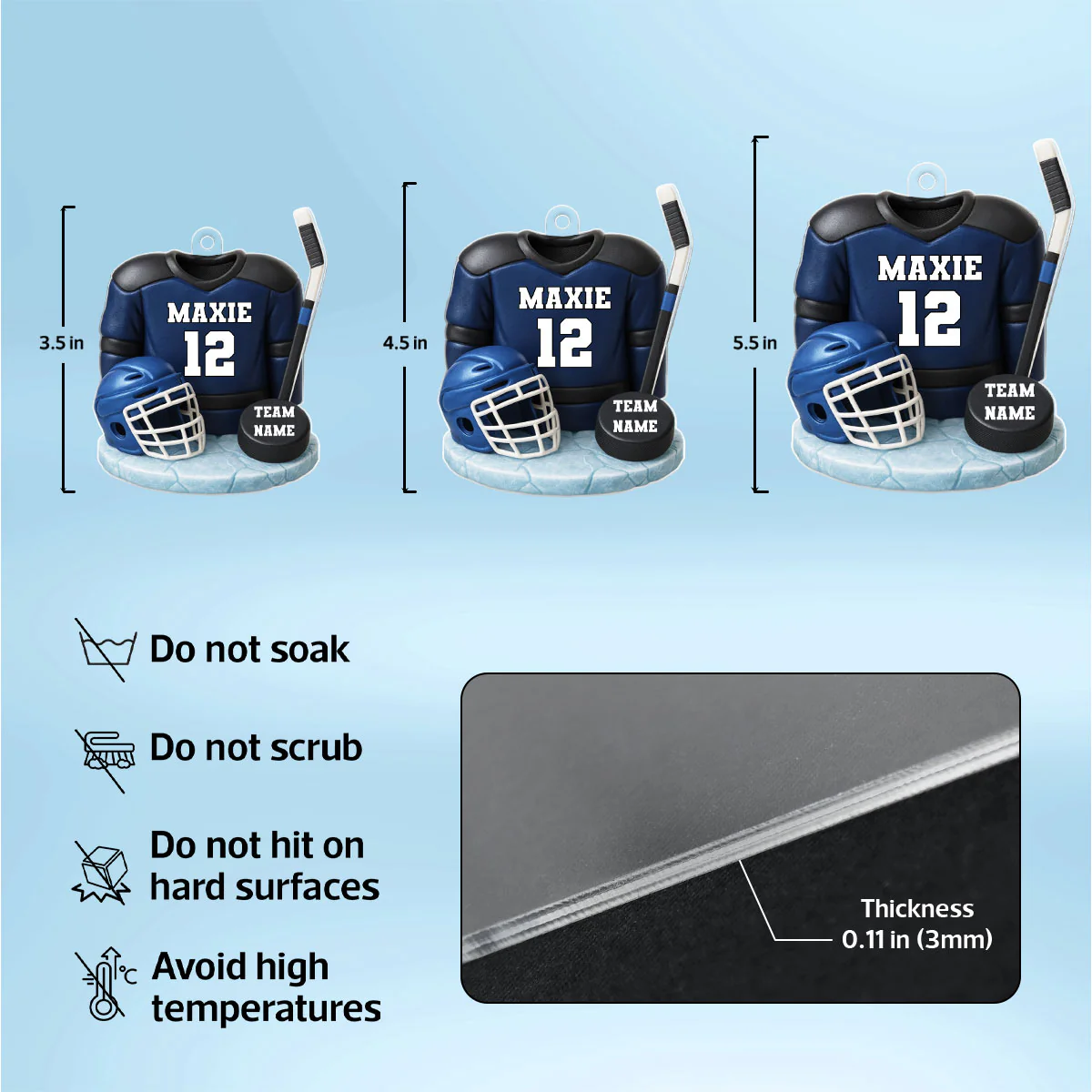 Hockey Kit 3D Effect - Personalized Acrylic Ornament - Christmas Gift For Son, Grandson, Boyfriend - Image 7