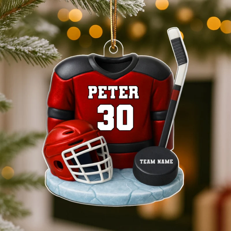 Hockey Kit 3D Effect - Personalized Acrylic Ornament - Christmas Gift For Son, Grandson, Boyfriend - Image 8