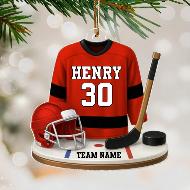Hockey Kit Jersey 3D Effect - Personalized Acrylic Ornament - Christmas Gift For Son, Grandson, Boyfriend - Image 8