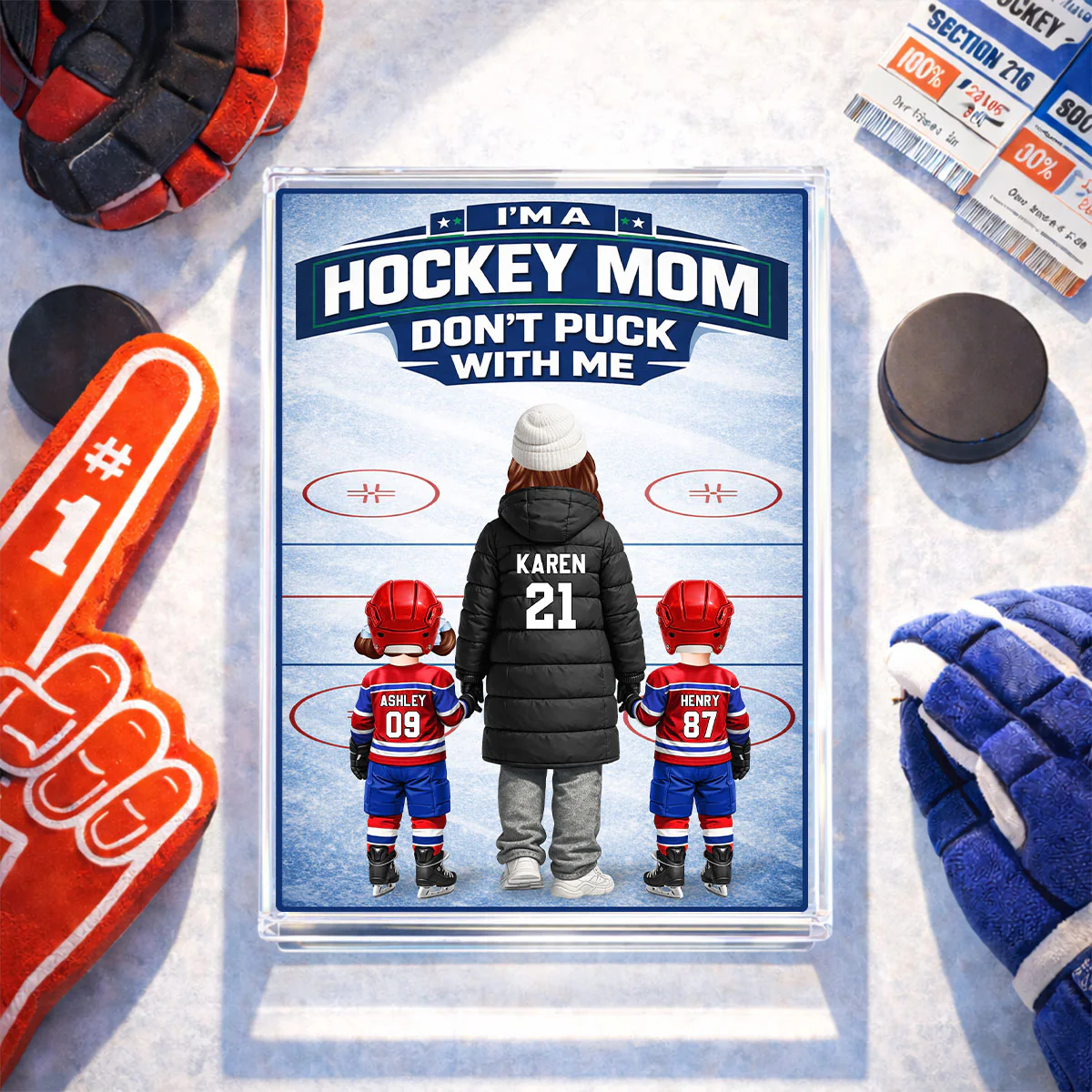 Hockey Mom And Her Kids - Personalized Acrylic Block Plaque - Heartfelt Gift For Hockey Mom - Image 6