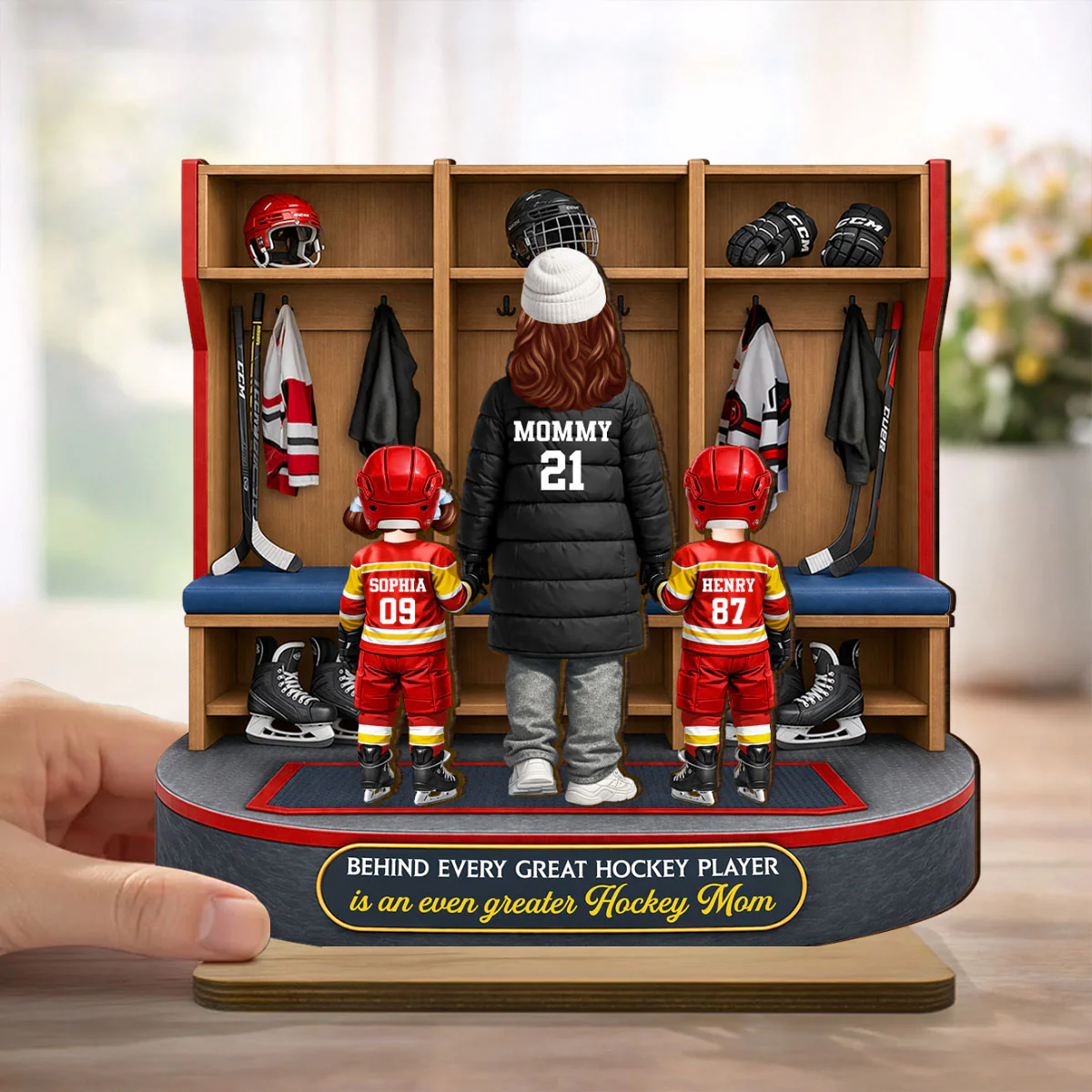 Hockey Mom And Kids Locker Room - Personalized 2-Layered Wooden Plaque - Mother's Day Gift For Hockey Mom, Gift For Wife - Image 4