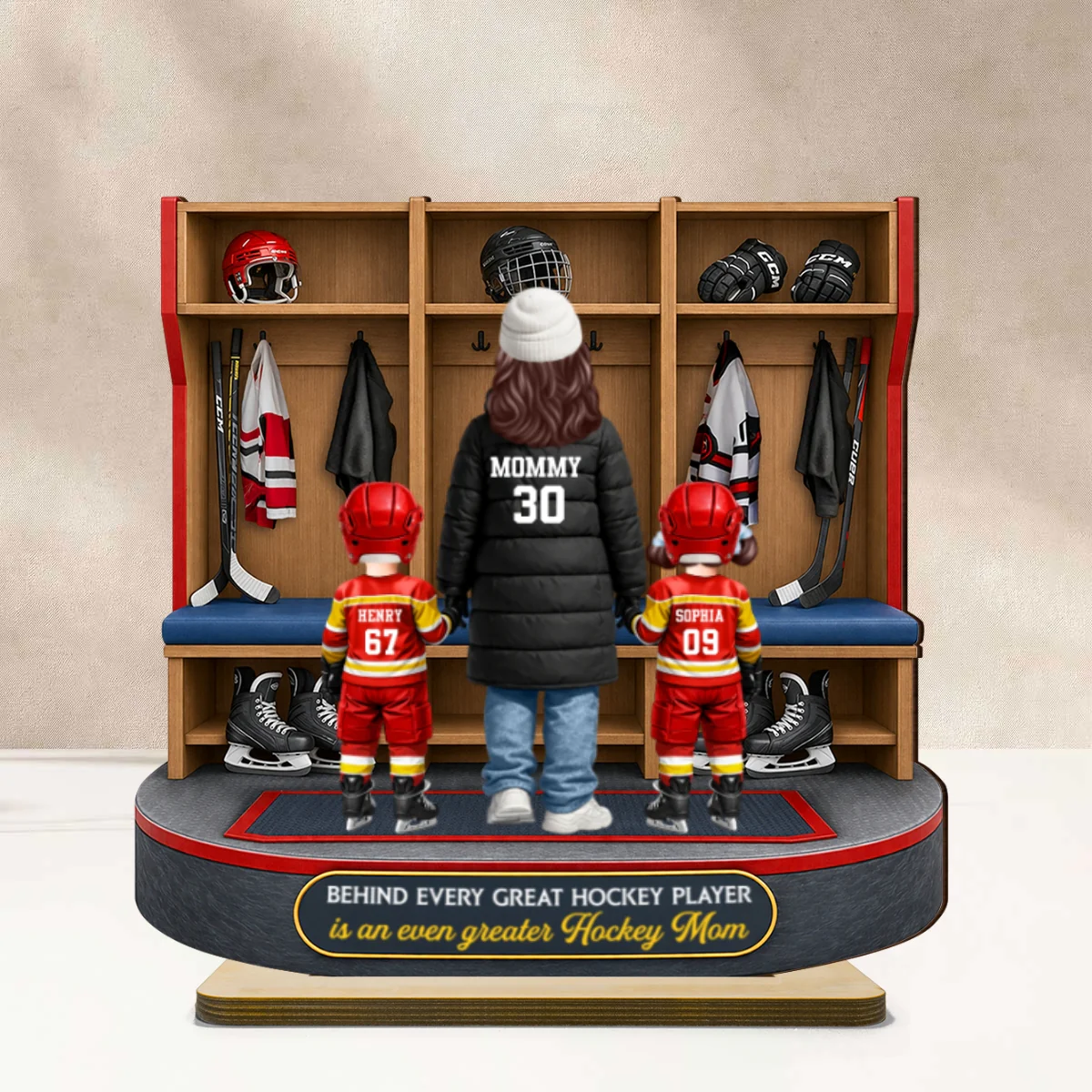 Hockey Mom And Kids Locker Room - Personalized 2-Layered Wooden Plaque - Mother's Day Gift For Hockey Mom, Gift For Wife - Image 9
