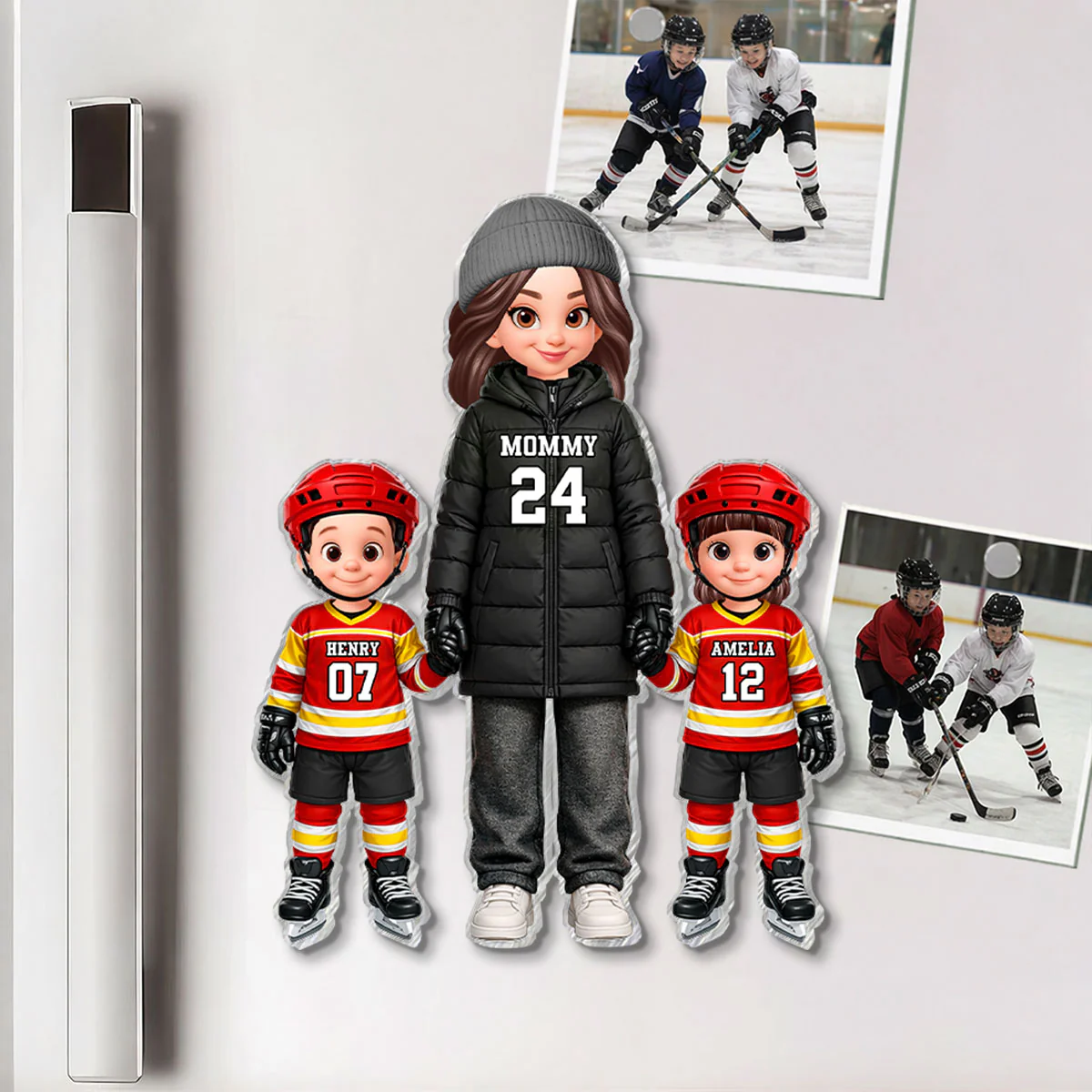 Hockey Mom And Kids - Personalized Acrylic Fridge Magnet - Heartfelt Gift For Hockey Mom, Gift For Wife - Image 2