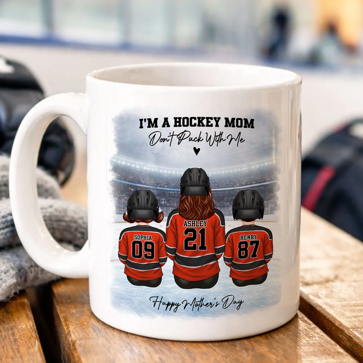 Hockey Mom And Kids - Personalized Mug - Heartfelt Gift For Hockey Mom, Gift For Wife - Image 2