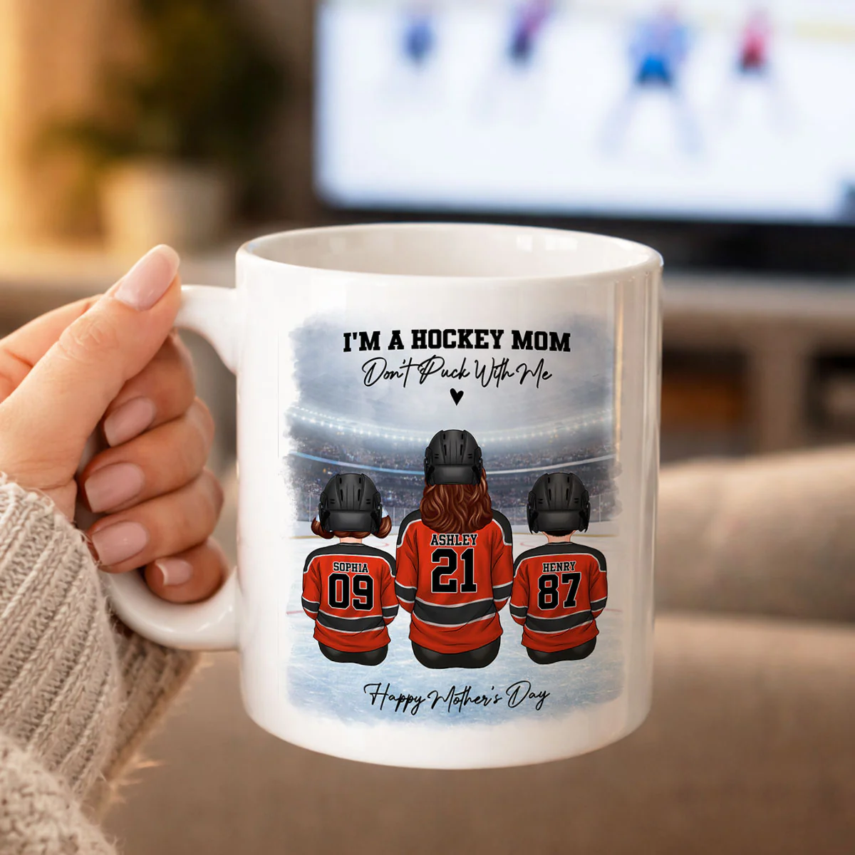 Hockey Mom And Kids - Personalized Mug - Heartfelt Gift For Hockey Mom, Gift For Wife - Image 3