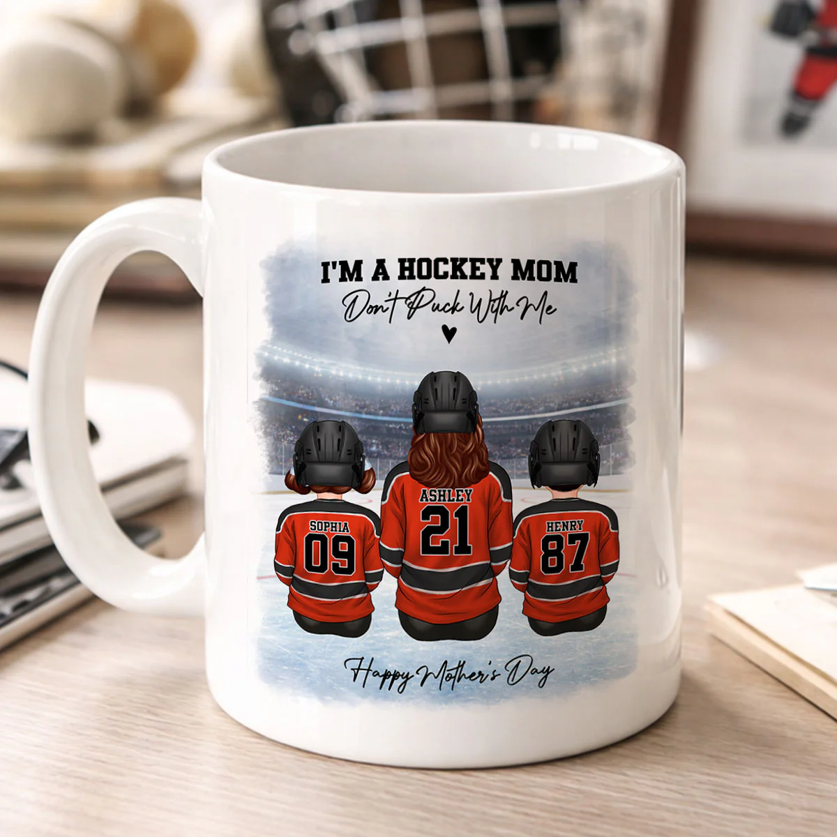 Hockey Mom And Kids - Personalized Mug - Heartfelt Gift For Hockey Mom, Gift For Wife - Image 4