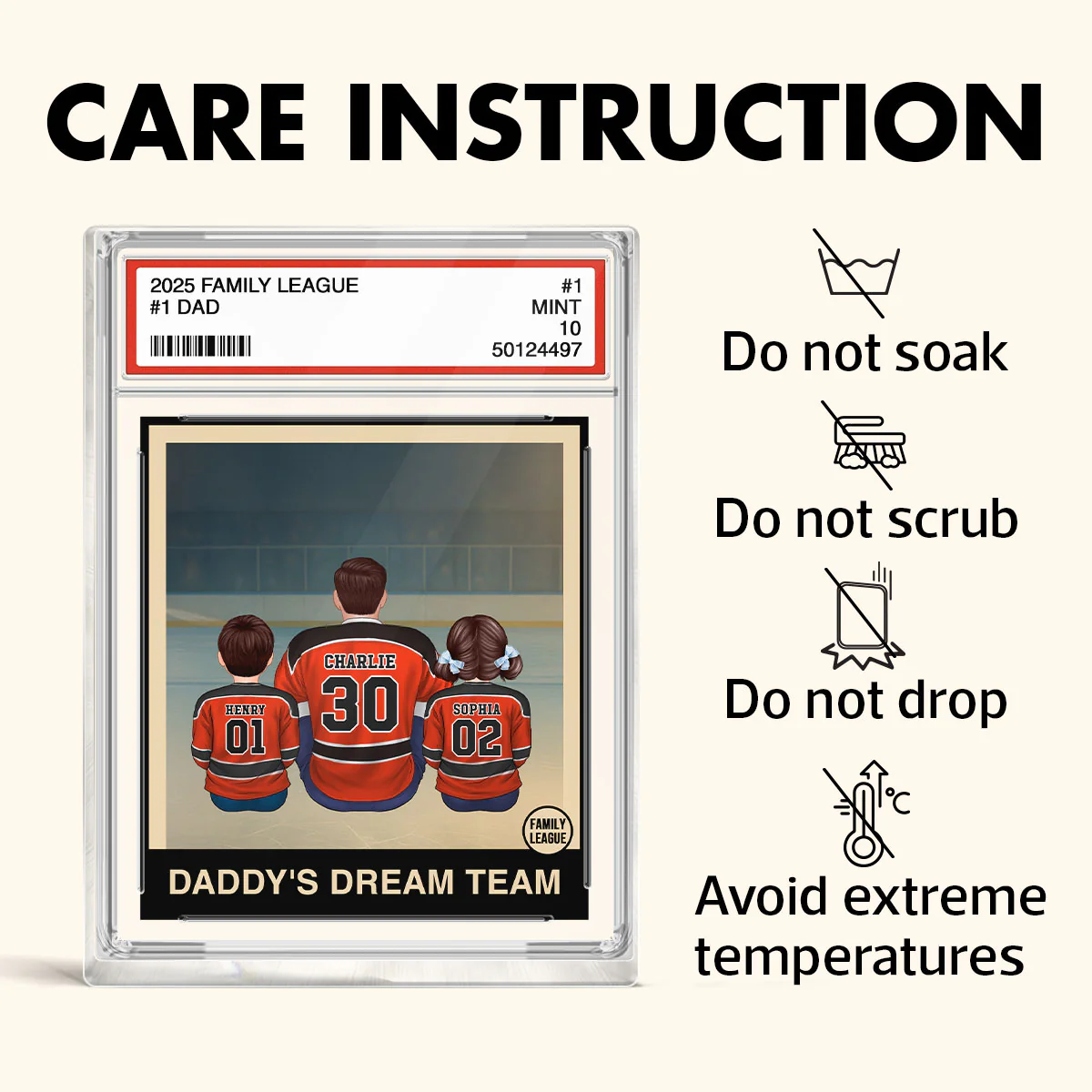 Hockey No. 1 Dad Man & Kids Sitting Trading Card Style Personalized Acrylic Block Plaque - Image 7