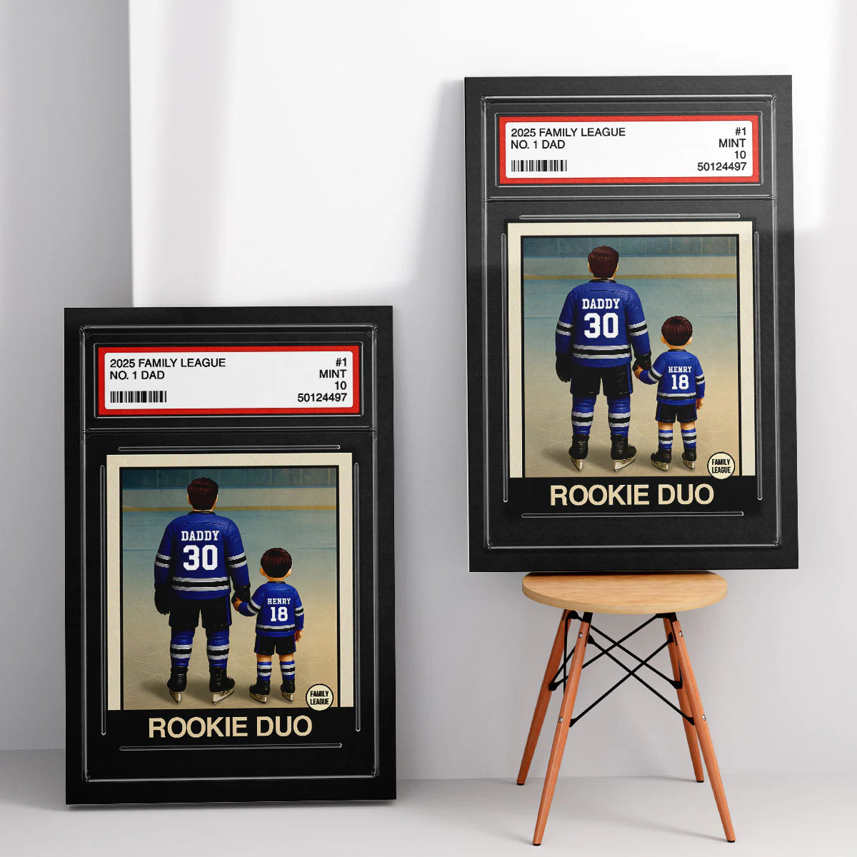 Hockey No. 1 Dad Man & Kids Trading Card Style Personalized Wrapped Canvas - Image 6