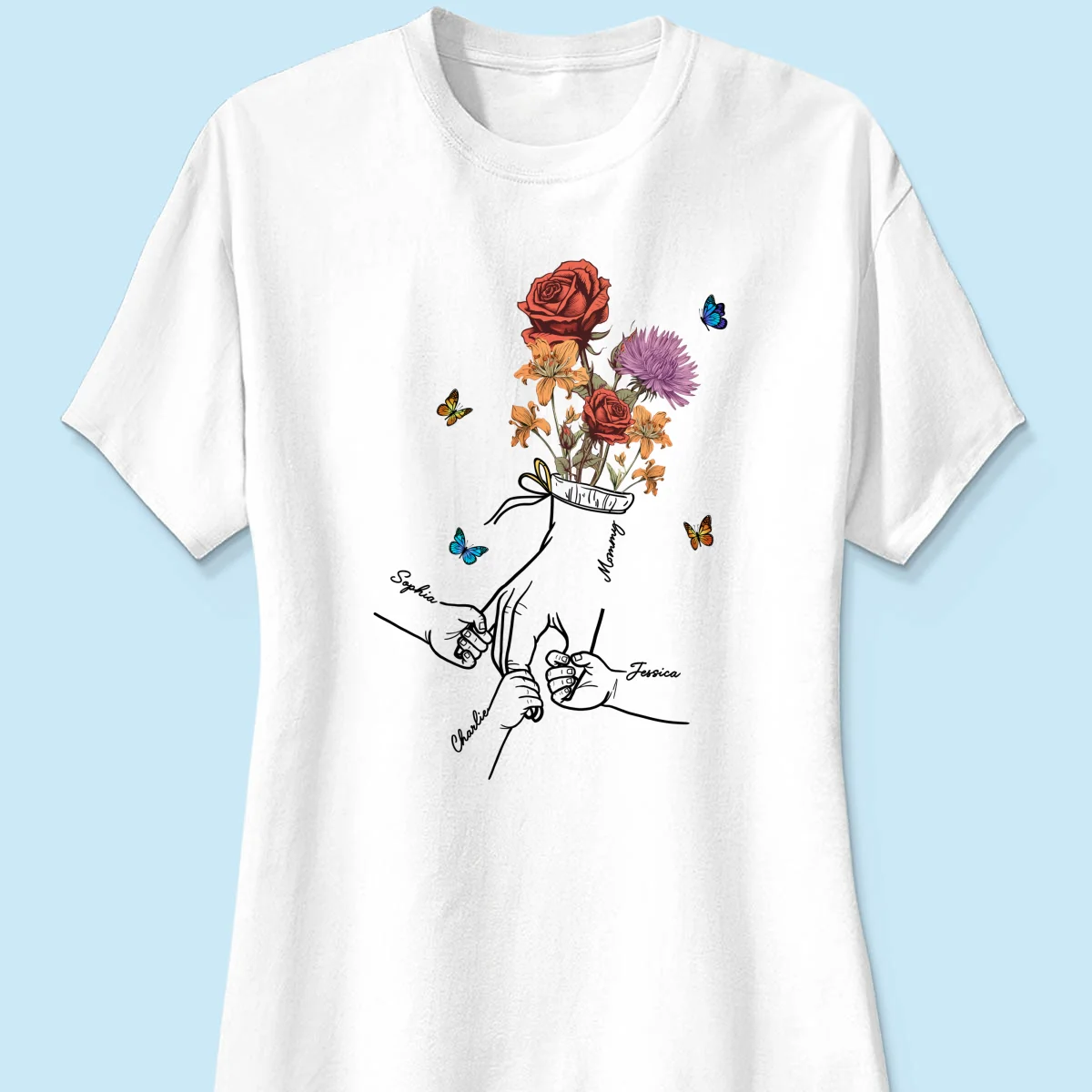 Holding Mom Grandma Hand Birth Month Flowers Personalized Shirt - Image 11