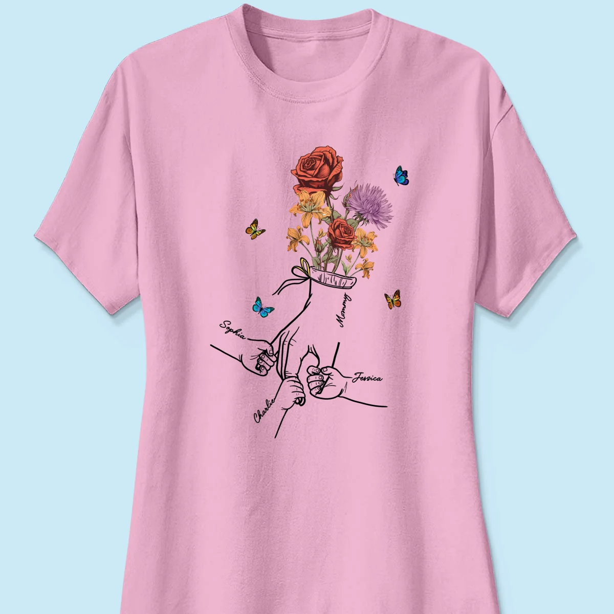 Holding Mom Grandma Hand Birth Month Flowers Personalized Shirt - Image 13