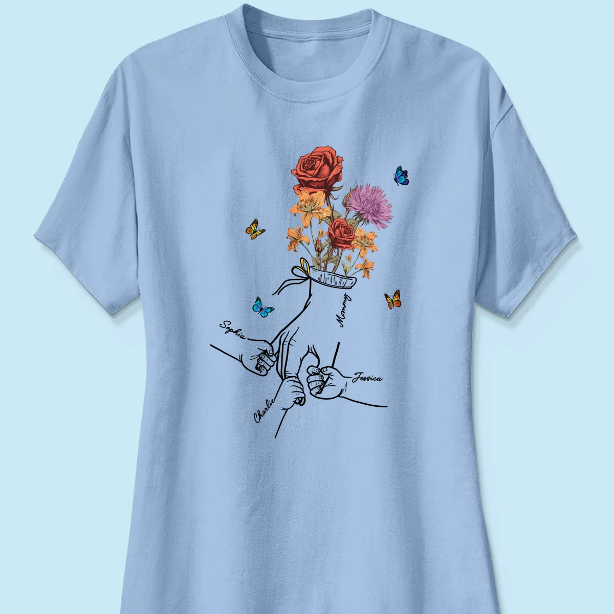 Holding Mom Grandma Hand Birth Month Flowers Personalized Shirt - Image 14