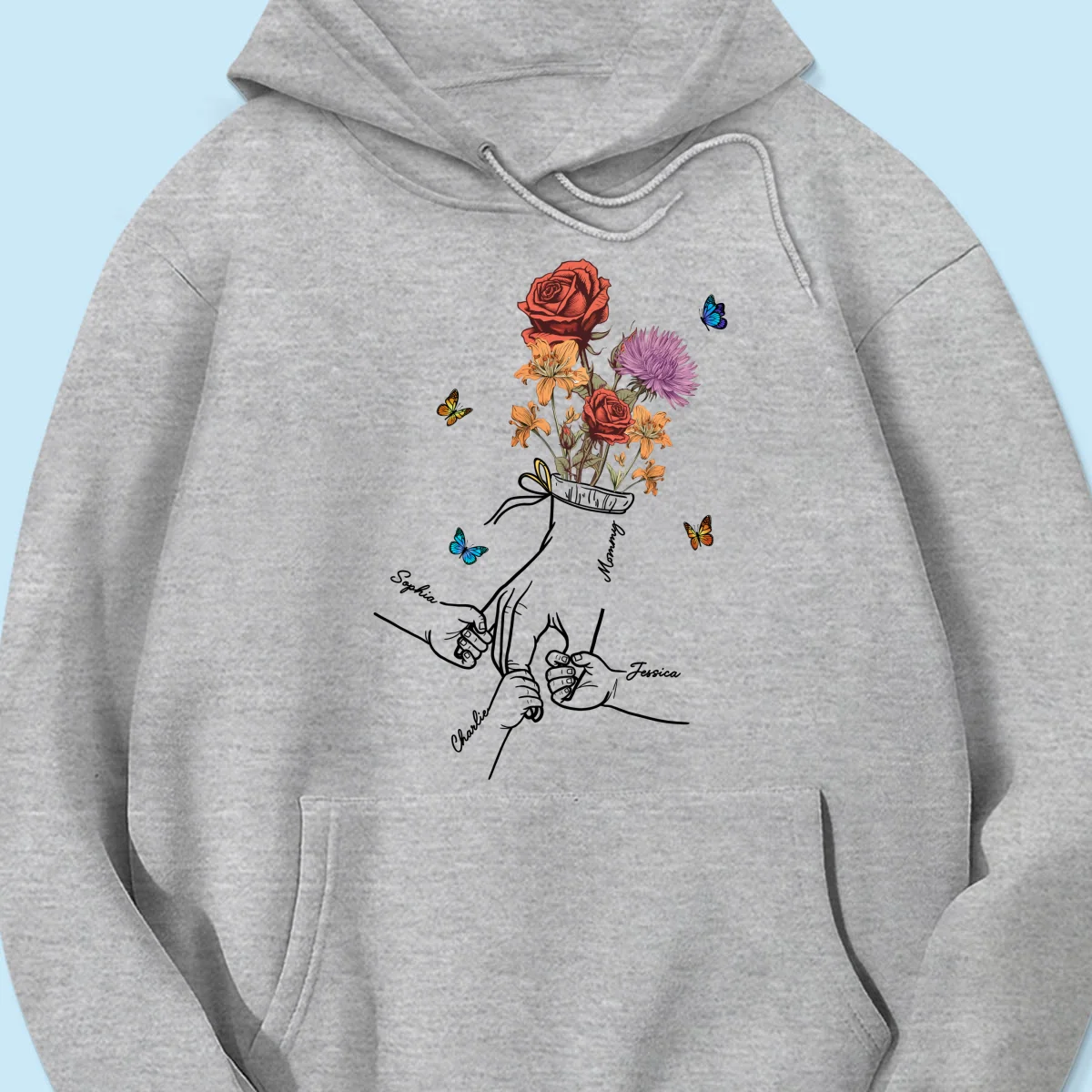 Holding Mom Grandma Hand Birth Month Flowers Personalized Shirt - Image 16