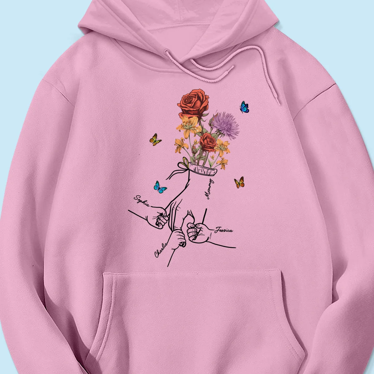 Holding Mom Grandma Hand Birth Month Flowers Personalized Shirt - Image 17