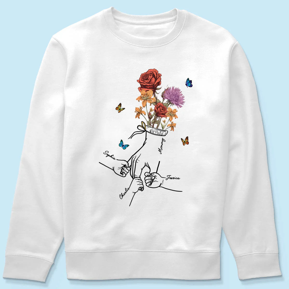 Holding Mom Grandma Hand Birth Month Flowers Personalized Shirt - Image 19
