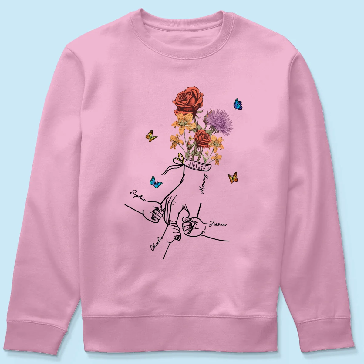 Holding Mom Grandma Hand Birth Month Flowers Personalized Shirt - Image 21
