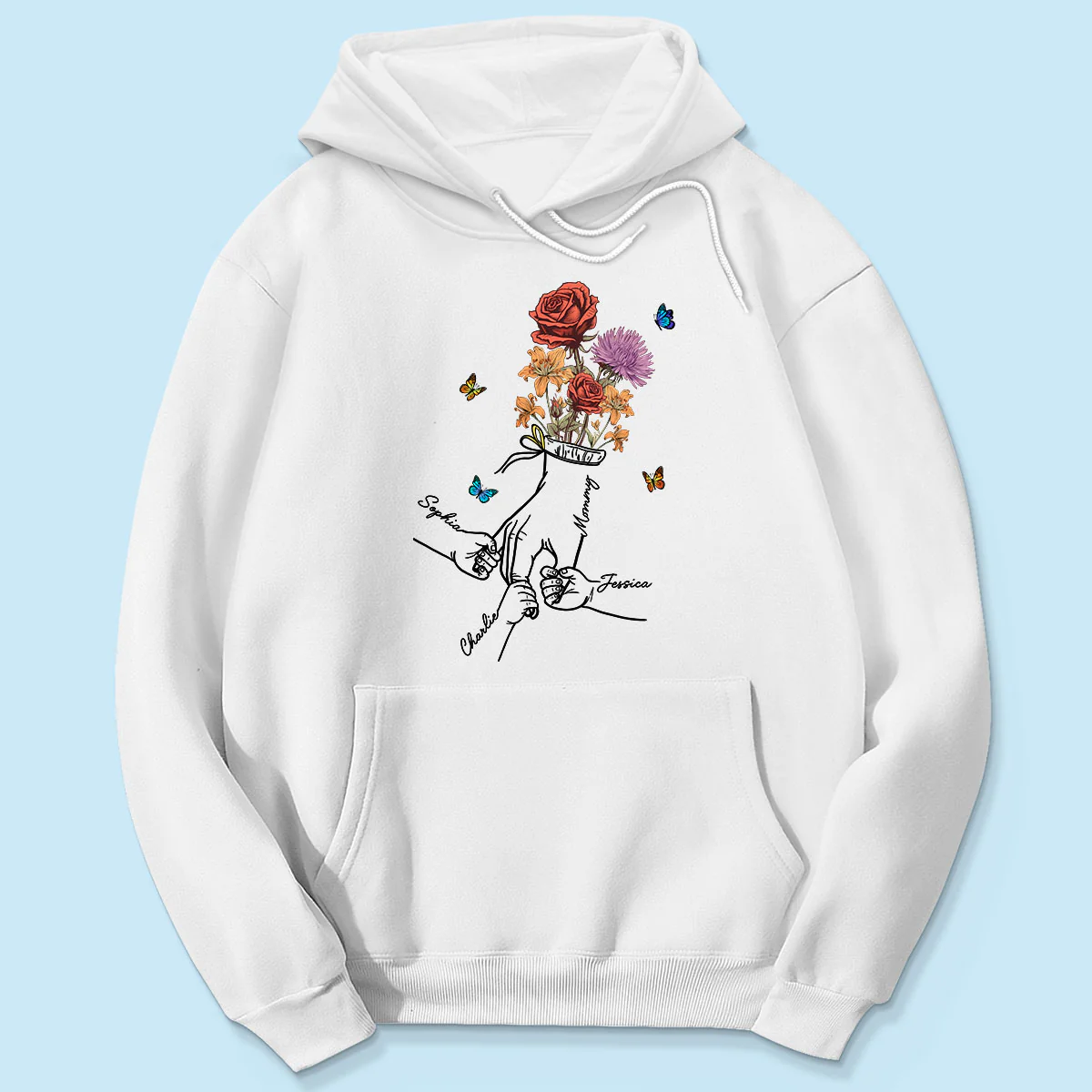 Holding Mom Grandma Hand Birth Month Flowers Personalized Shirt - Image 5