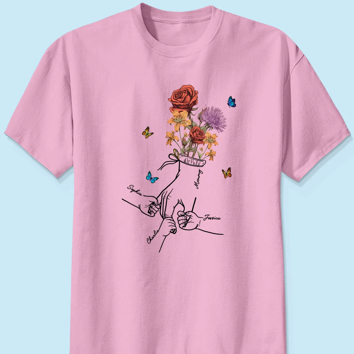 Holding Mom Grandma Hand Birth Month Flowers Personalized Shirt - Image 9